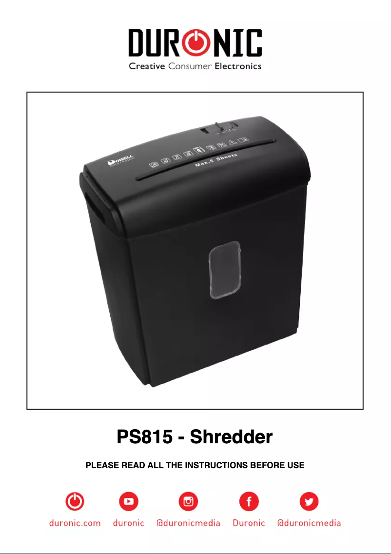 Image de la première page du manuel de l'appareil PS815