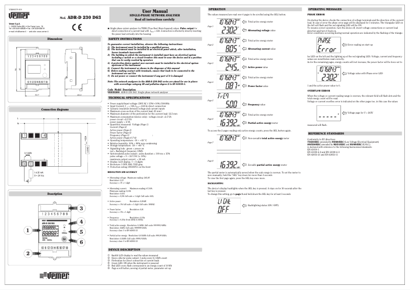 Image de la première page du manuel de l'appareil ADR-D 230 D63
