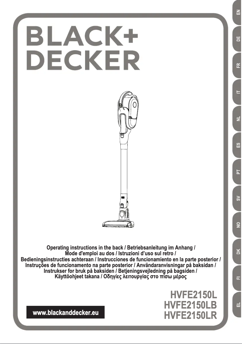 Page 1 de la notice Manuel utilisateur Black & Decker HVFE2150L