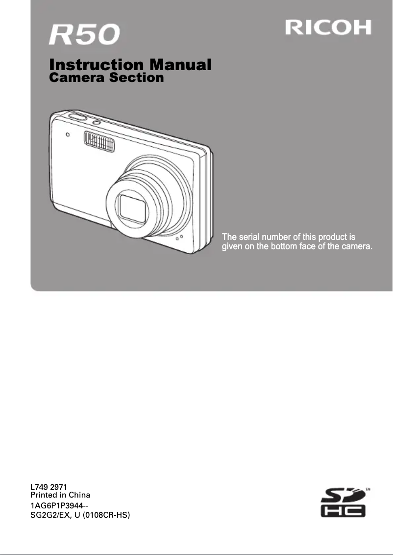 Page n°1 - Manuel utilisateur Ricoh R50