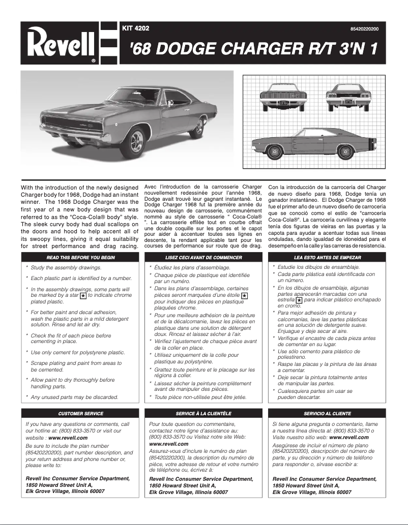Page 1 de la notice Manuel utilisateur Revell 1968 Dodge Charger R/T