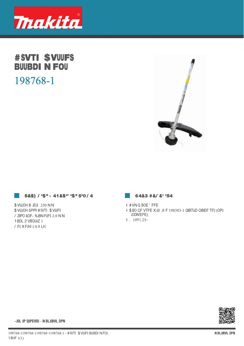 Page 1 de la notice Fiche technique Makita 198768-1