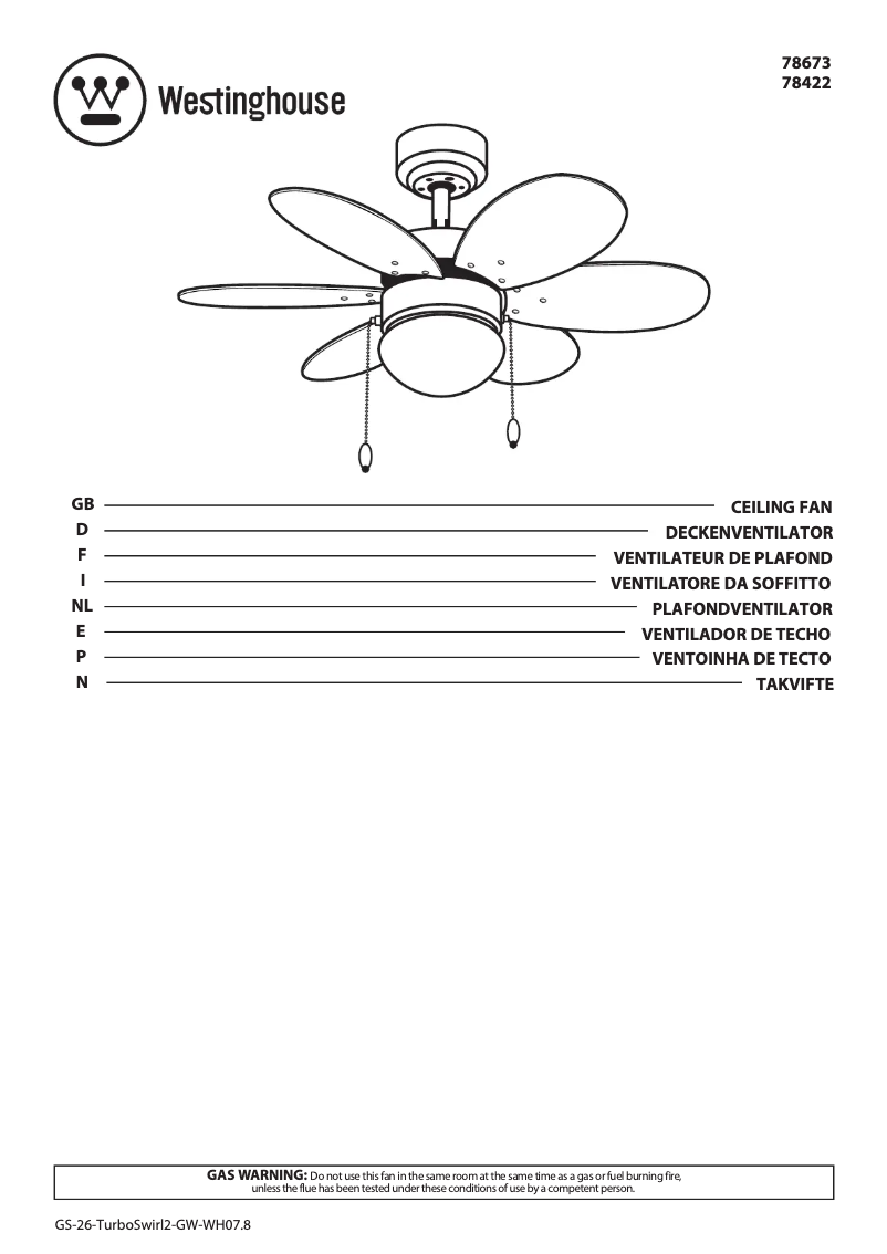 Page n°1 - Manuel utilisateur Westinghouse 78673