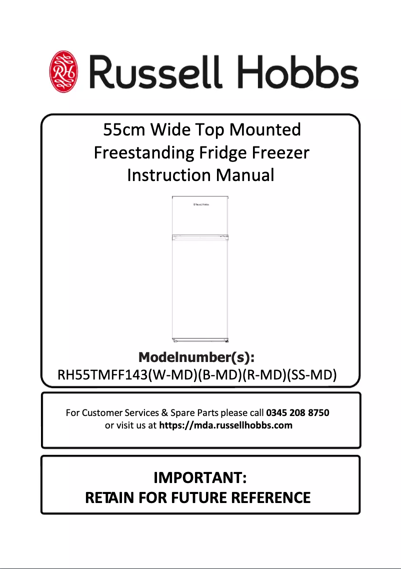 Page n°1 - Manuel utilisateur Russell Hobbs RH55TMFF143B-MD