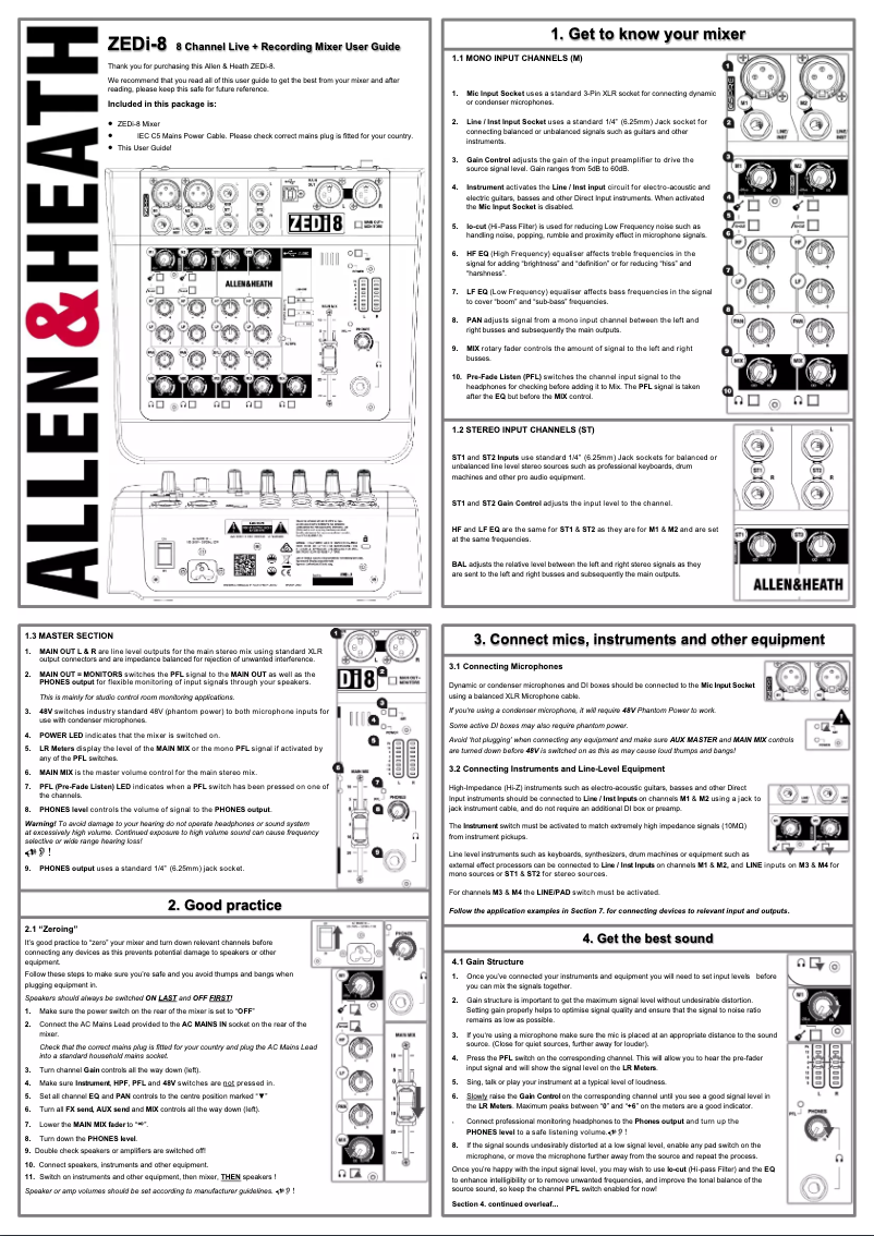 Página 1 del manual Manual de usuario Allen & Heath ZEDi-8