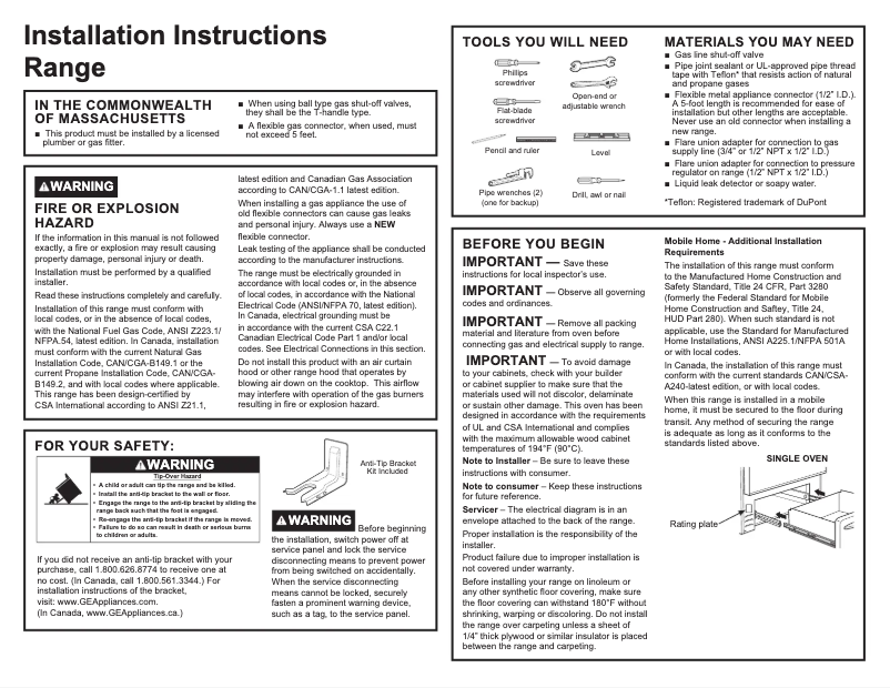 Page 1 de la notice Guide d'installation Hotpoint RGBS100DMWW