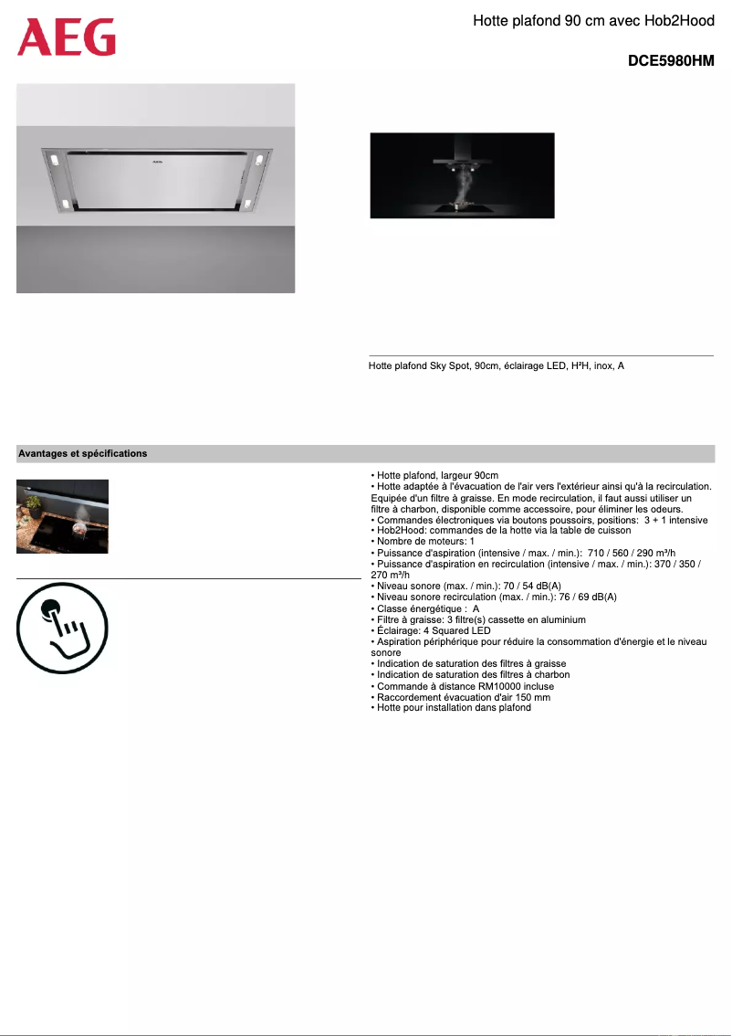 Página 1 del manual Ficha técnica AEG DCE5980HM