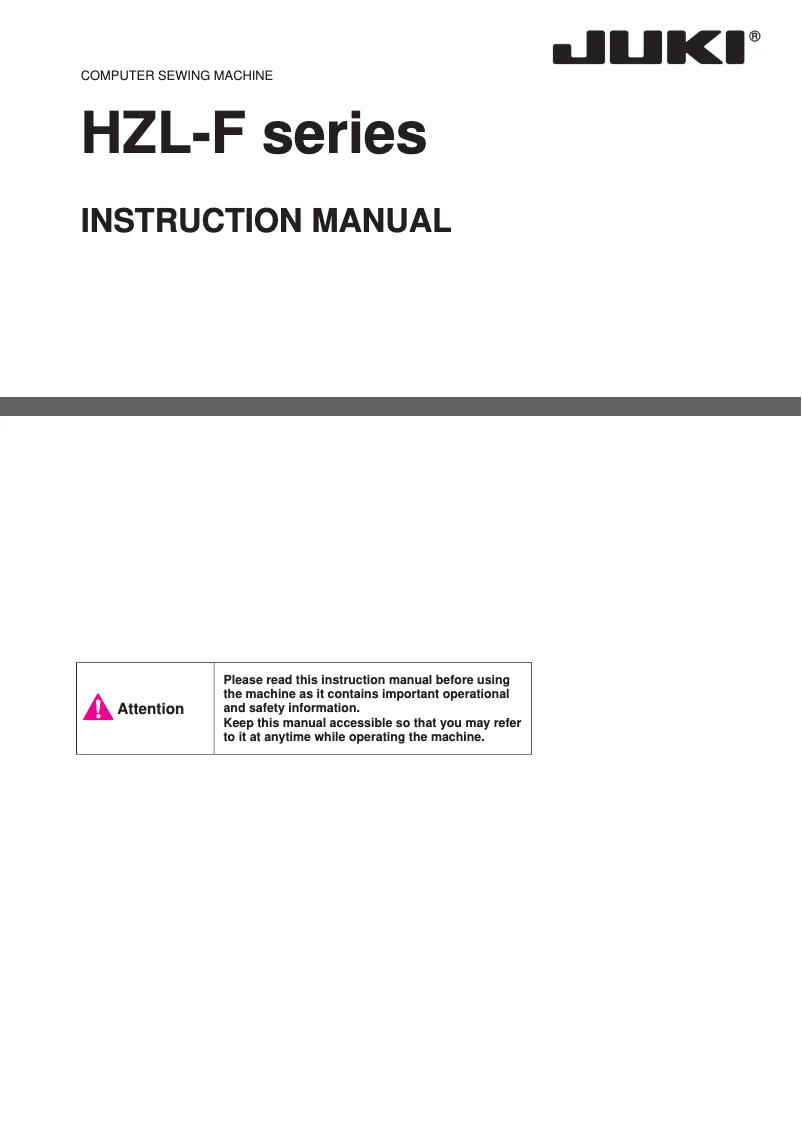 Page n°1 - Manuel utilisateur Juki HZL-F400