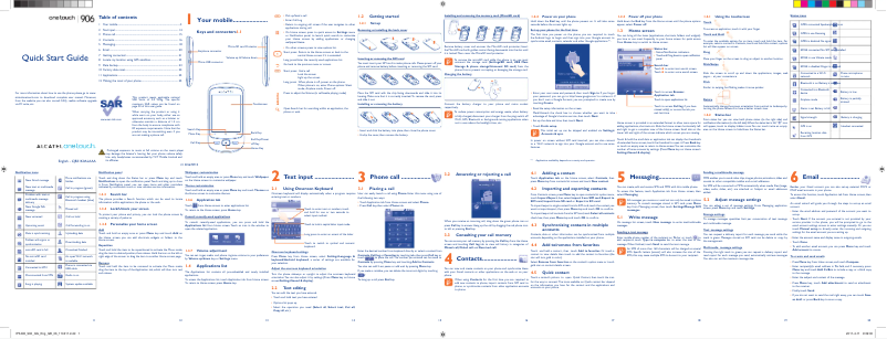 Page 1 de la notice Manuel utilisateur Alcatel One Touch 906
