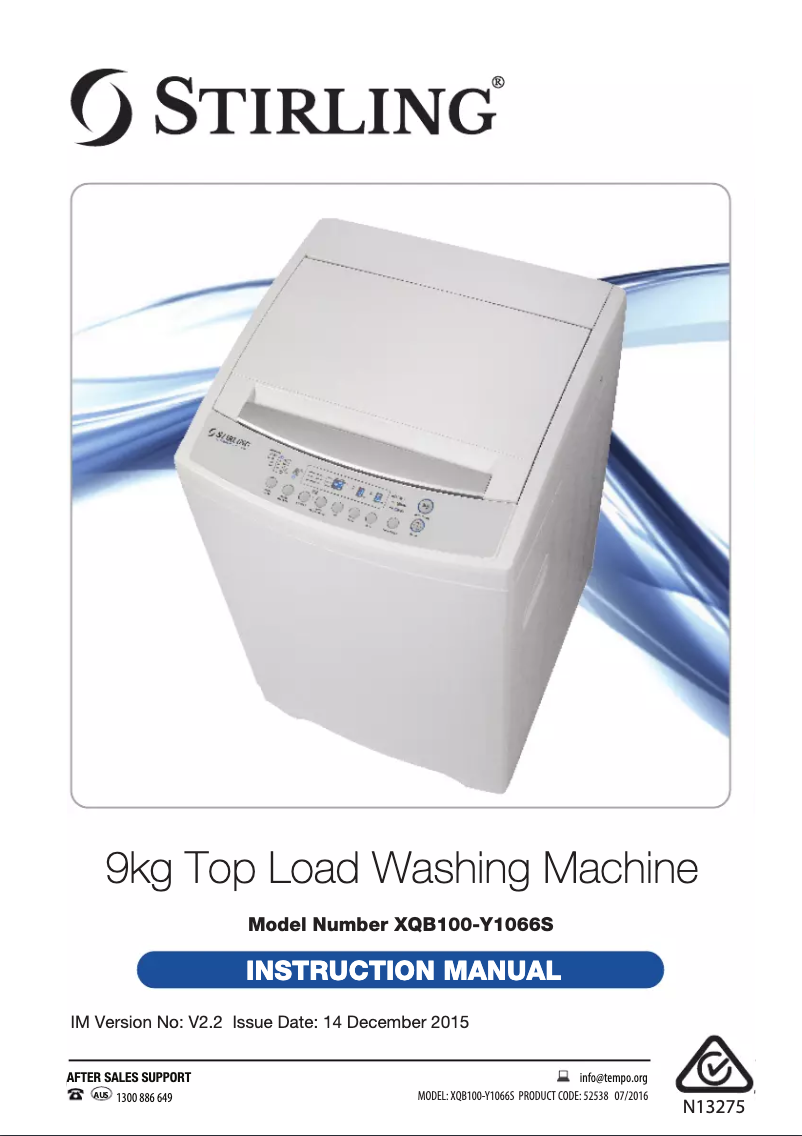 Image de la première page du manuel de l'appareil XQB100-Y1066S