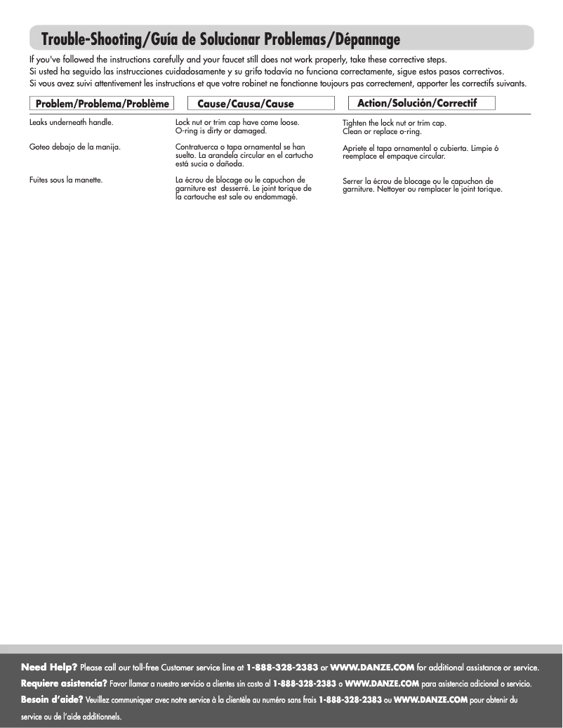 Page n°1 - Manuel utilisateur Danze D401544