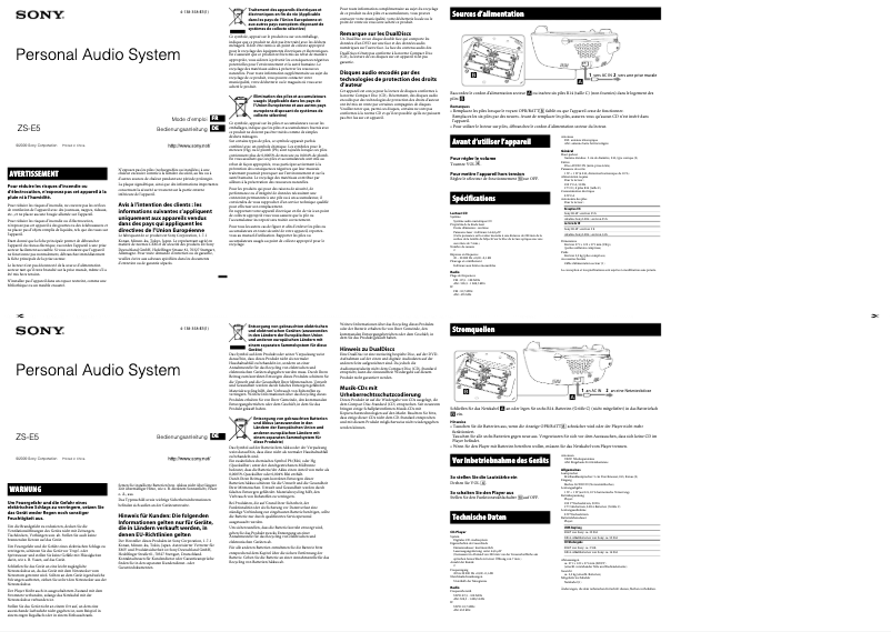 Page n°1 - Manuel utilisateur Sony ZSE5P