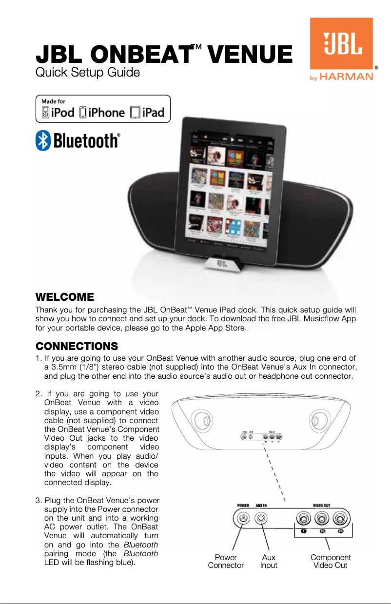 Page n°1 - Manuel utilisateur Harman Kardon JBLOnBeat Venue