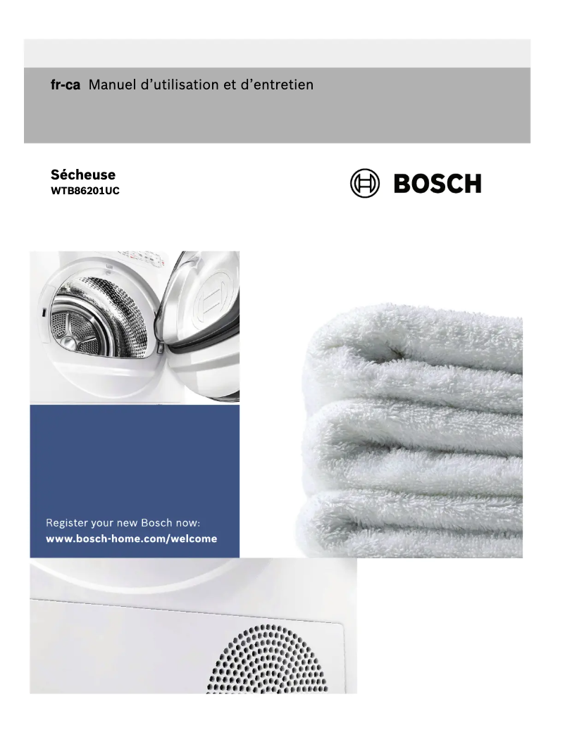 Page n°1 - Manuel utilisateur Bosch WTB86201UC