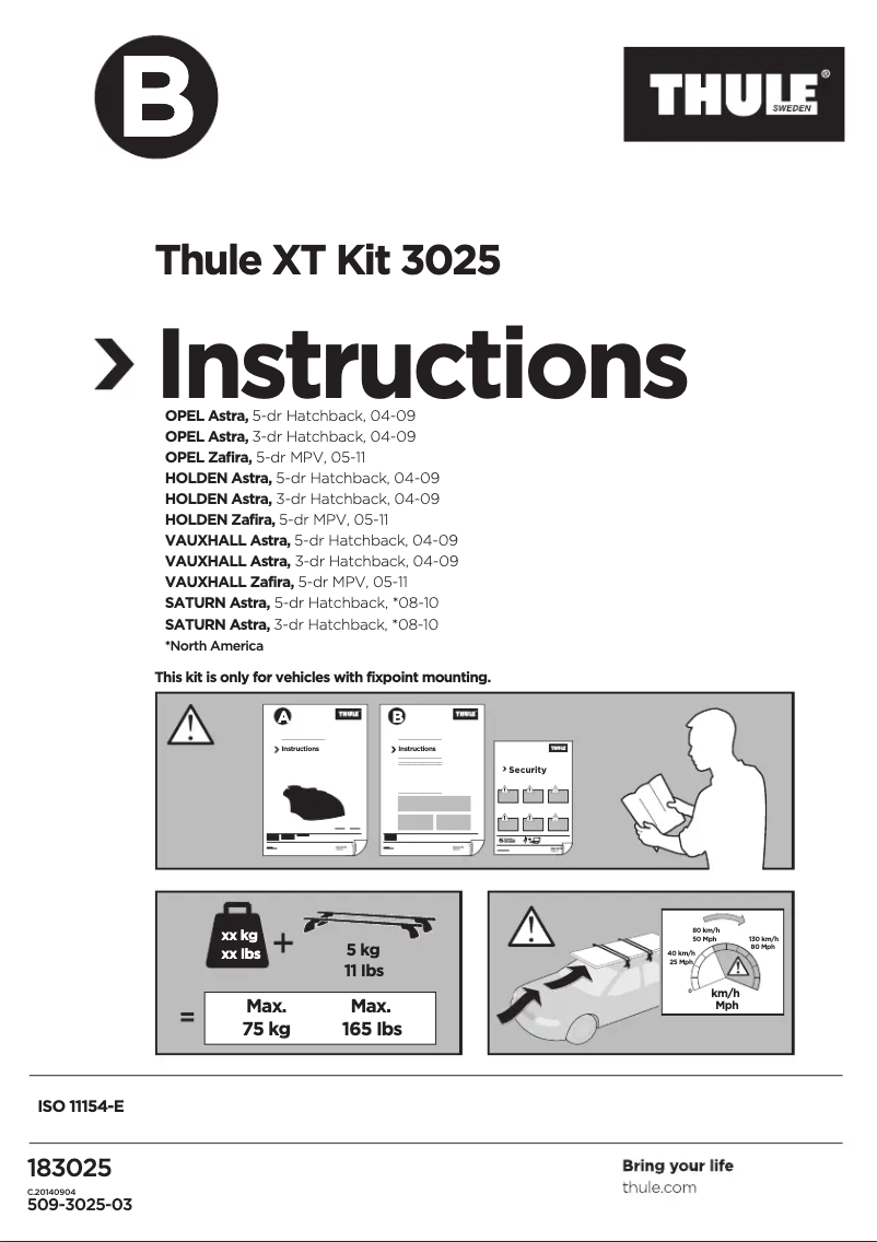 Página 1 del manual Manual de usuario Thule XT Kit 3025