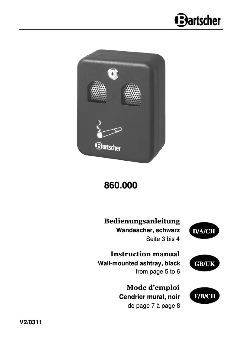 Page n°1 - Manuel utilisateur Bartscher 860000