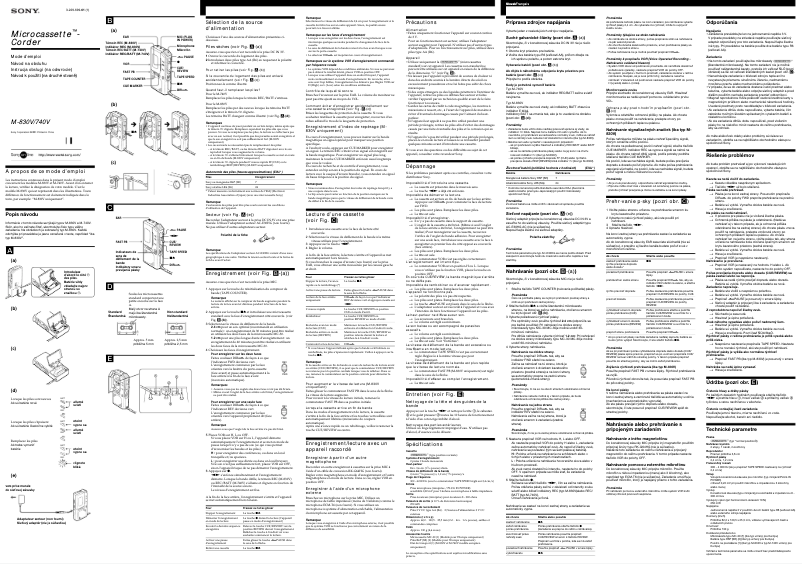 Page n°1 - Manuel utilisateur Sony M-830V