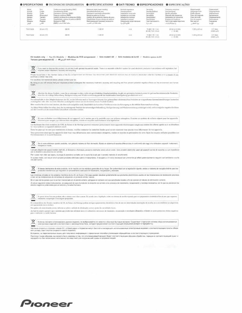 Page n°1 - Mode d'emploi Pioneer TS-D10LS4