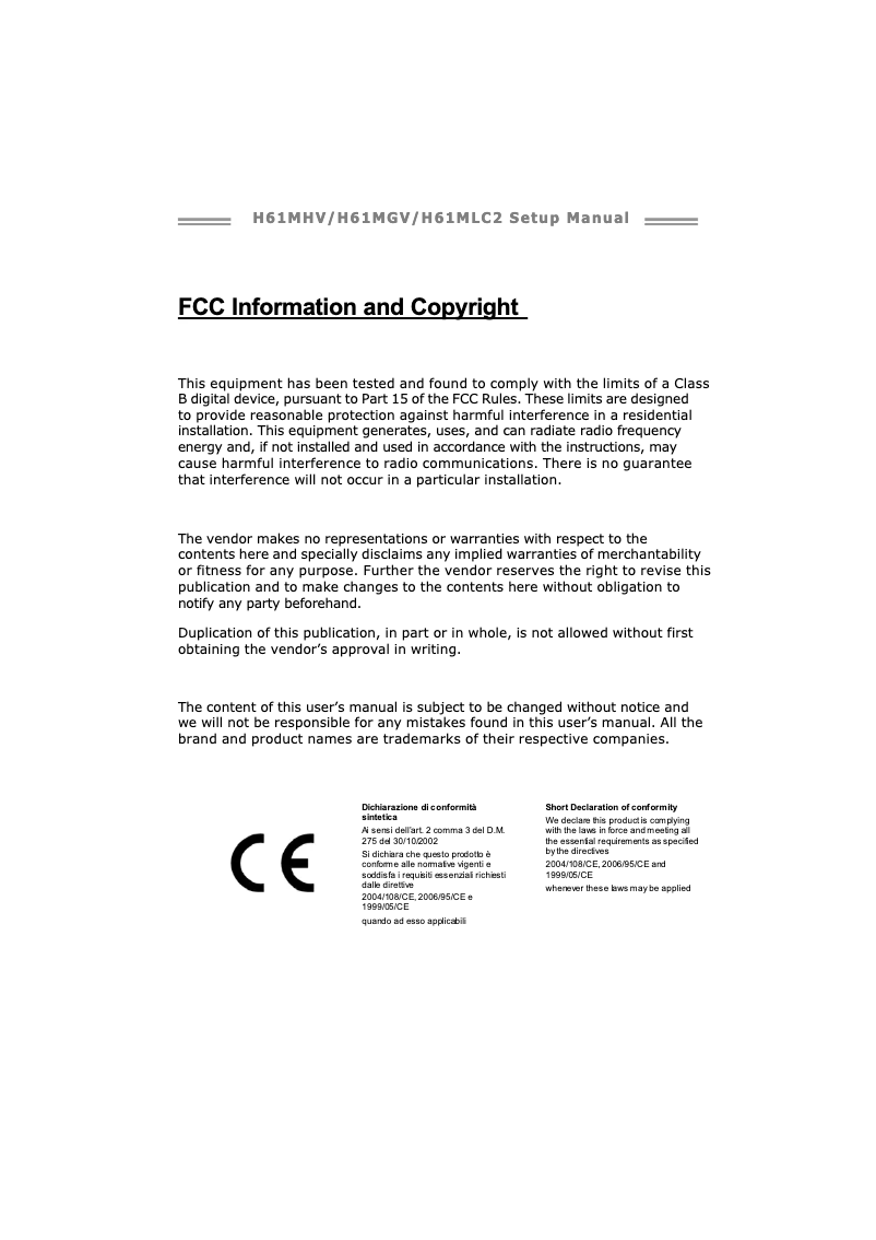 Página 1 del manual Manual de usuario Biostar H61MHV 7.x