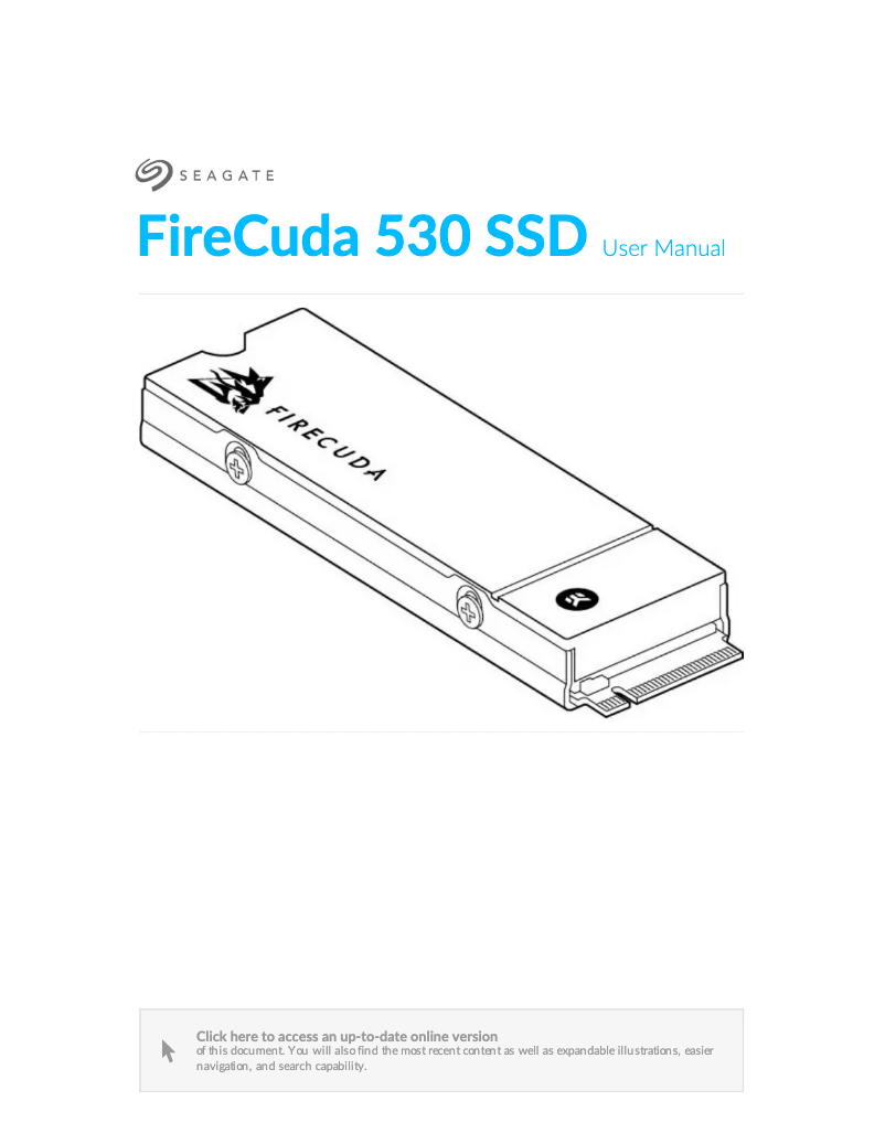 Imagen de la primera página del manual del dispositivo FireCuda 530