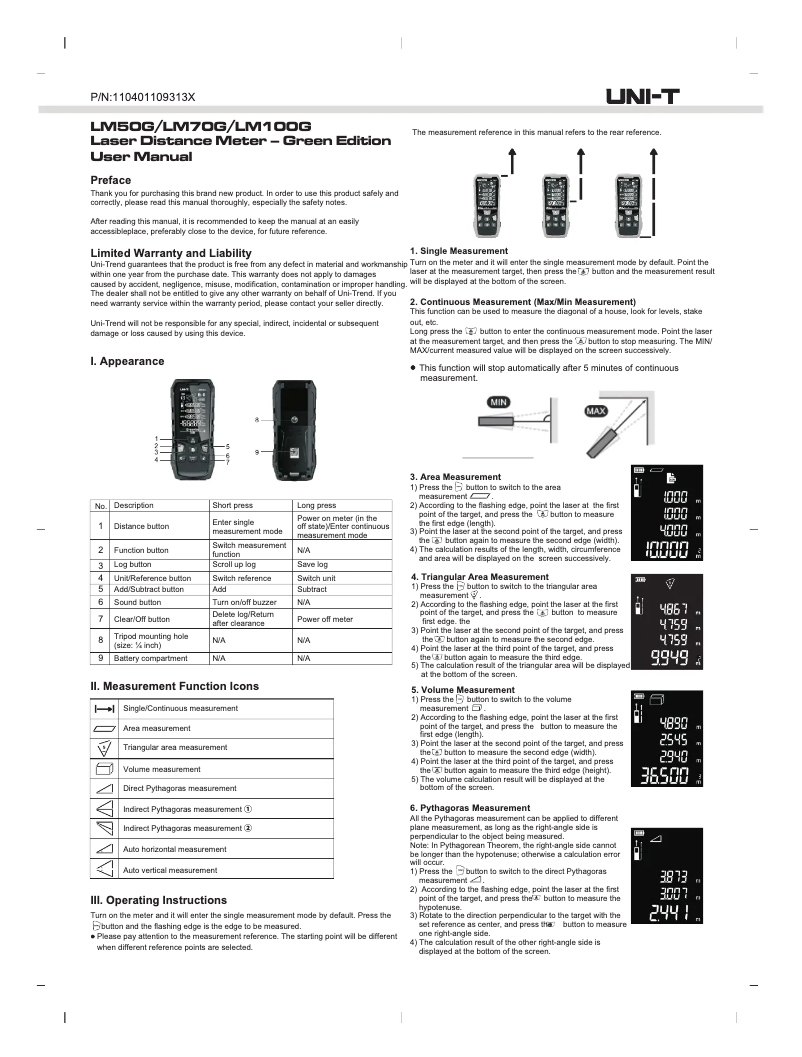 Imagen de la primera página del manual del dispositivo LM100G