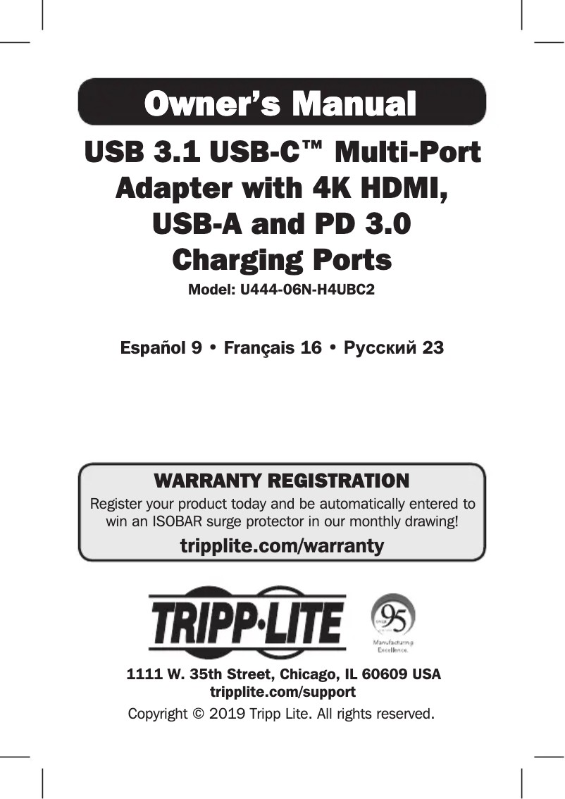 Página 1 del manual Manual de usuario Tripp Lite U444-06N-H4UBC2