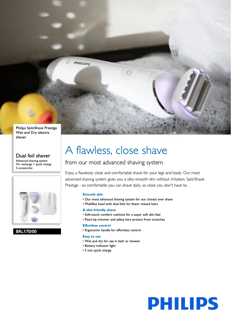 Page n°1 - Fiche technique Philips SatinShave Prestige BRL170