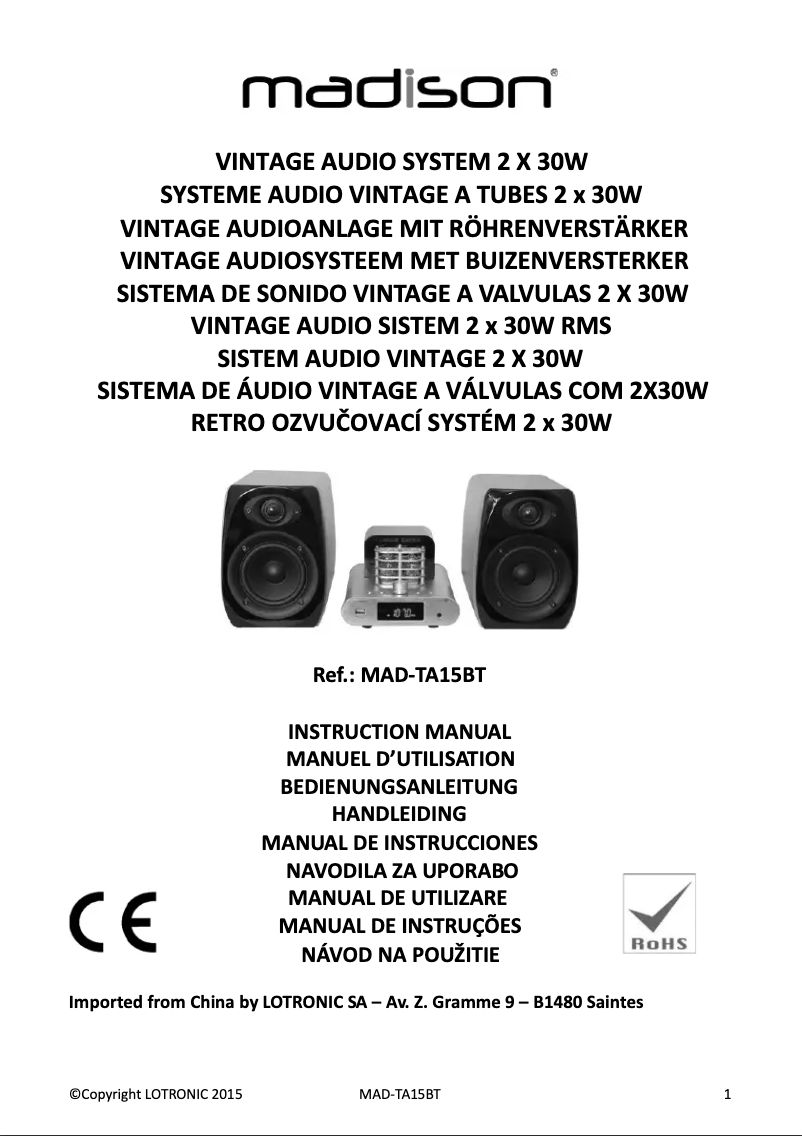 Página 1 del manual Manual de usuario Madison MAD-TA15BT