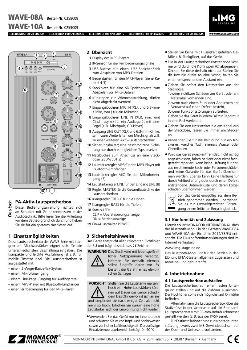 Image de la première page du manuel de l'appareil WAVE-08A