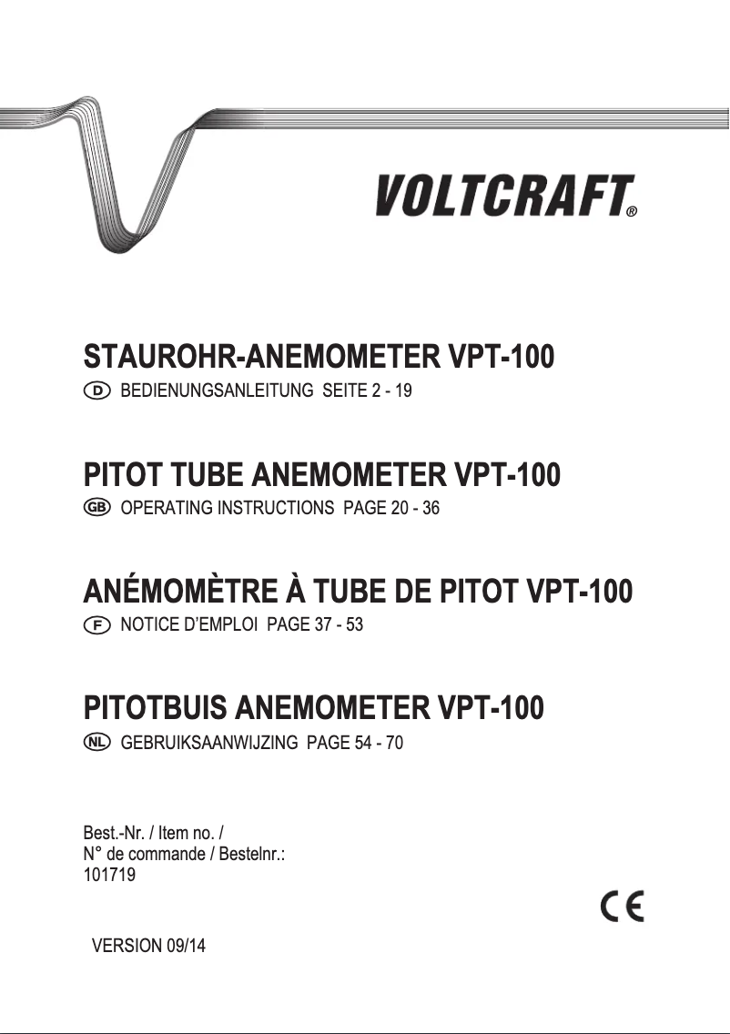 Page 1 de la notice Manuel utilisateur Voltcraft VPT-100