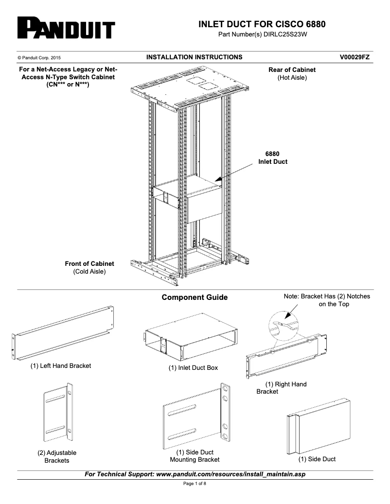 Page n°1 - Guide d'installation Panduit DIRLC25S23W
