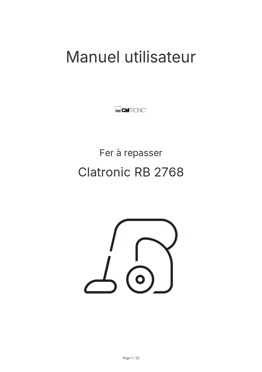 Page n°1 - Manuel utilisateur Clatronic RB 2768