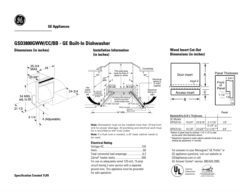Image de la première page du manuel de l'appareil GSD3800GBB