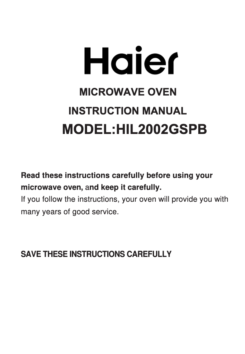 Page 1 de la notice Manuel utilisateur Haier HIL2002GSPB