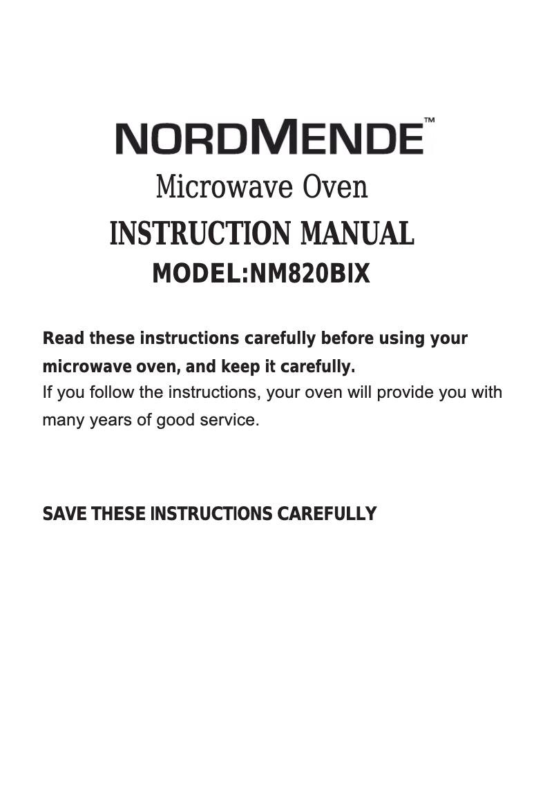 Page 1 de la notice Manuel utilisateur Nordmende NM820BIX