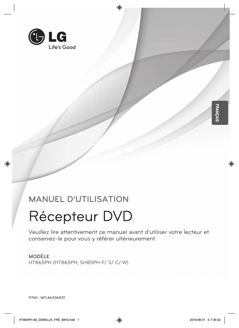 Page 1 de la notice Manuel utilisateur LG HT865PH