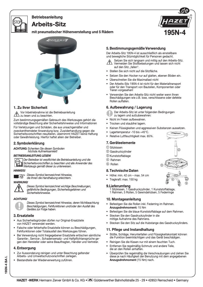 Página 1 del manual Manual de usuario Hazet 195N-4
