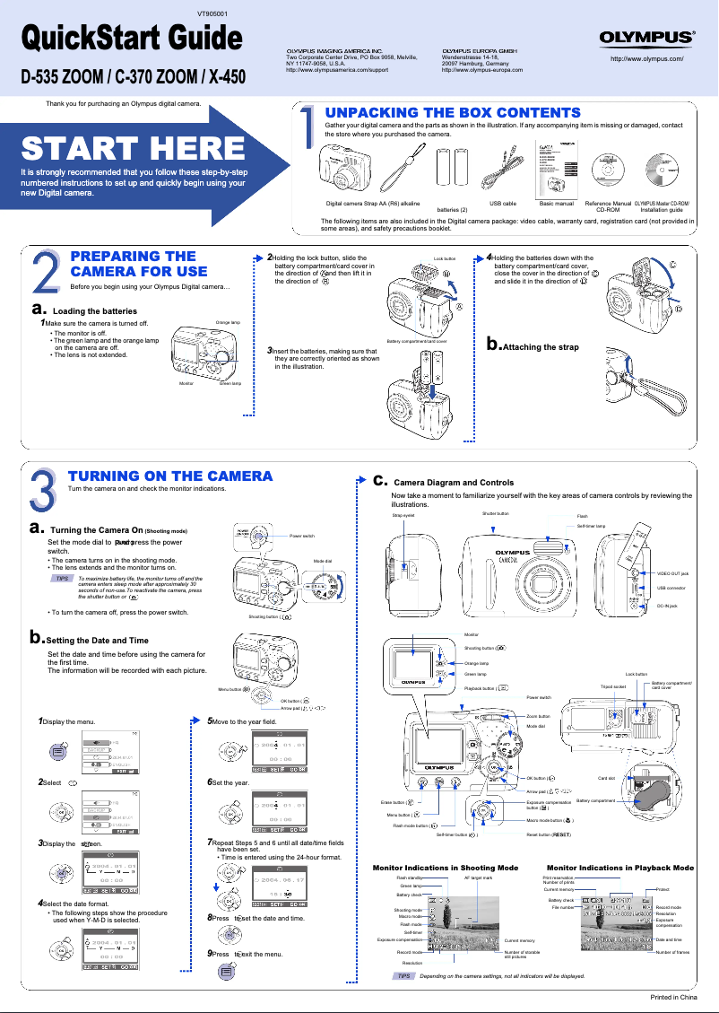 Image de la première page du manuel de l'appareil Camedia C-370 Zoom