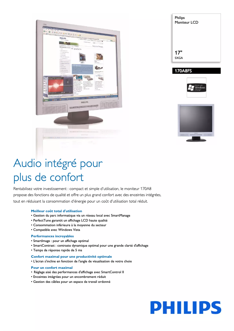 Page 1 de la notice Fiche technique Philips 170A8FS