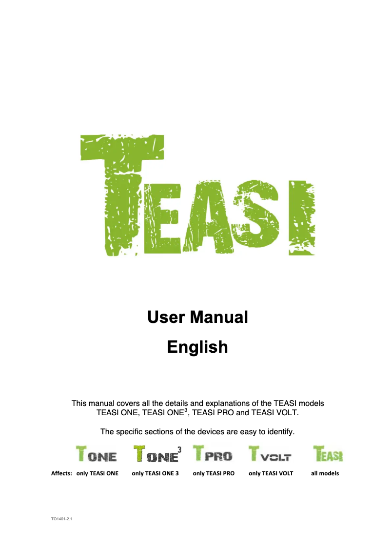 Page 1 de la notice Manuel utilisateur Teasi Volt