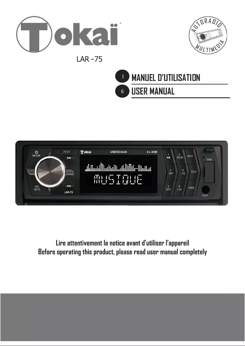 Page 1 de la notice Manuel utilisateur Tokaï LAR-75
