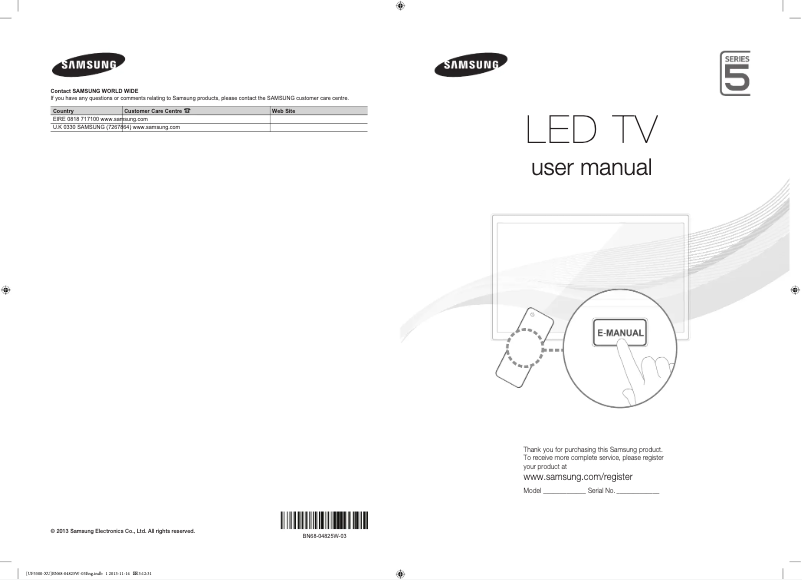 Page 1 de la notice Manuel utilisateur Samsung UE42F5500AK