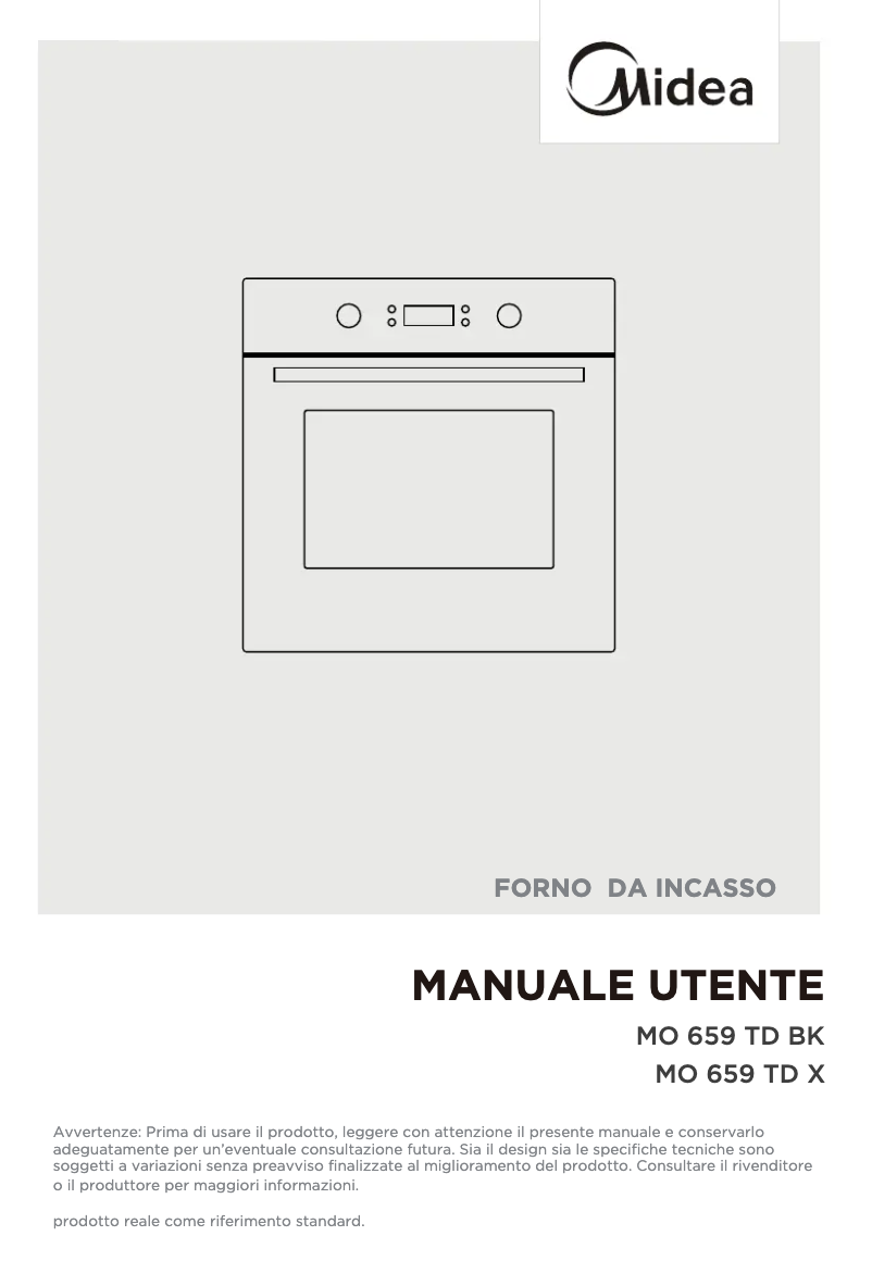 Page 1 de la notice Manuel utilisateur Midea MO 659 TD X