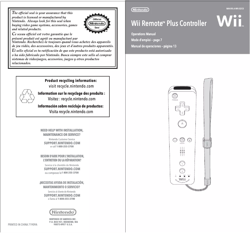 Page 1 de la notice Manuel utilisateur Nintendo Wii Remote Plus Bowser