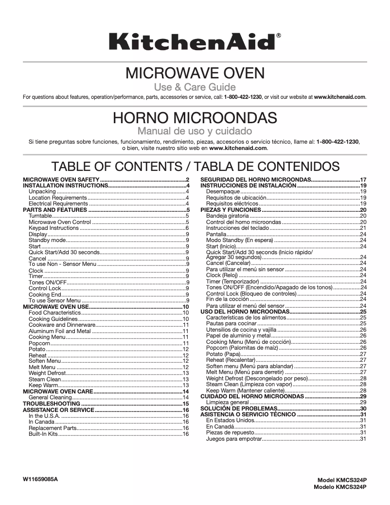 Page n°1 - Manuel utilisateur KitchenAid KMCS324P