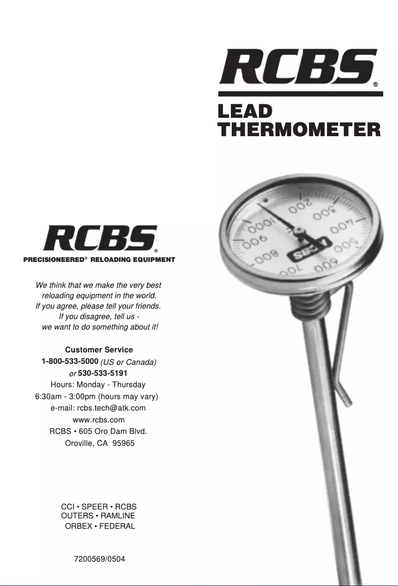 Page n°1 - Manuel utilisateur RCBS Lead Thermometer