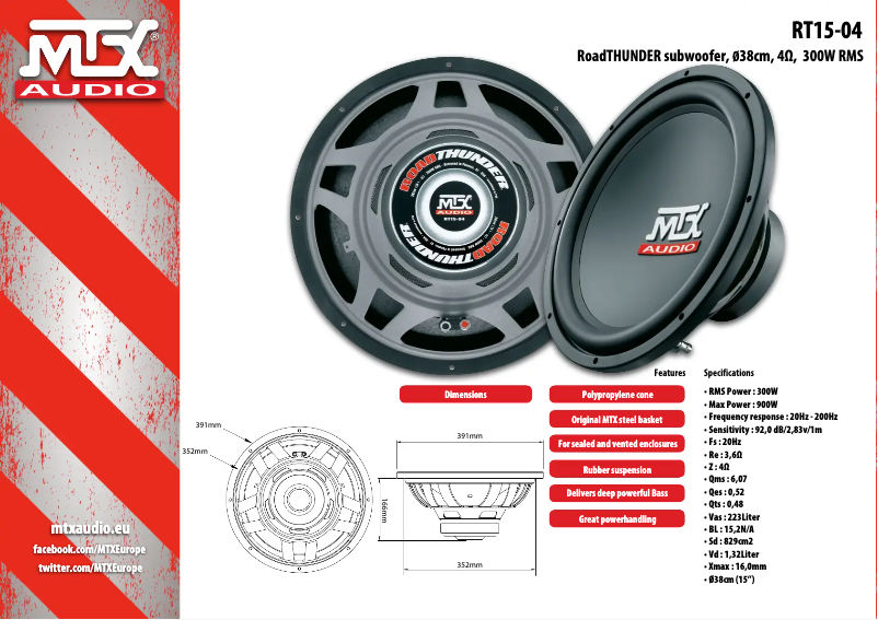 Page n°1 - Fiche technique MTX Audio RT15-04