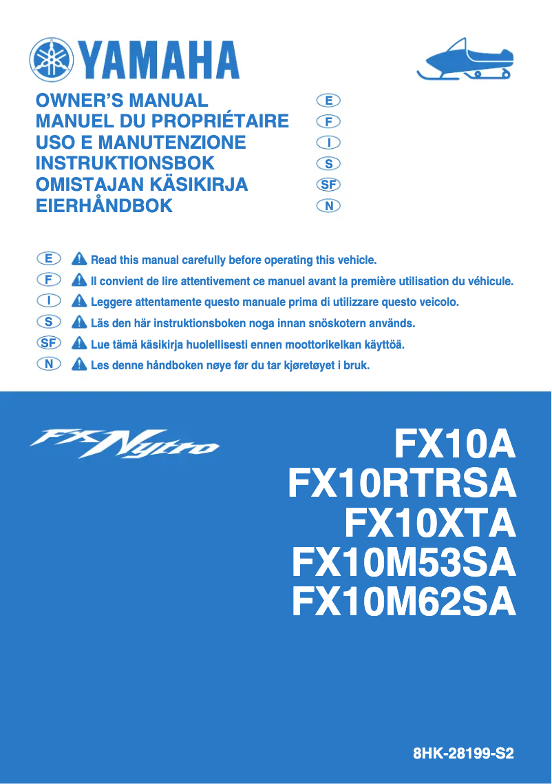 Page n°1 - Manuel utilisateur Yamaha FX Nytro R-TX SE (2011)