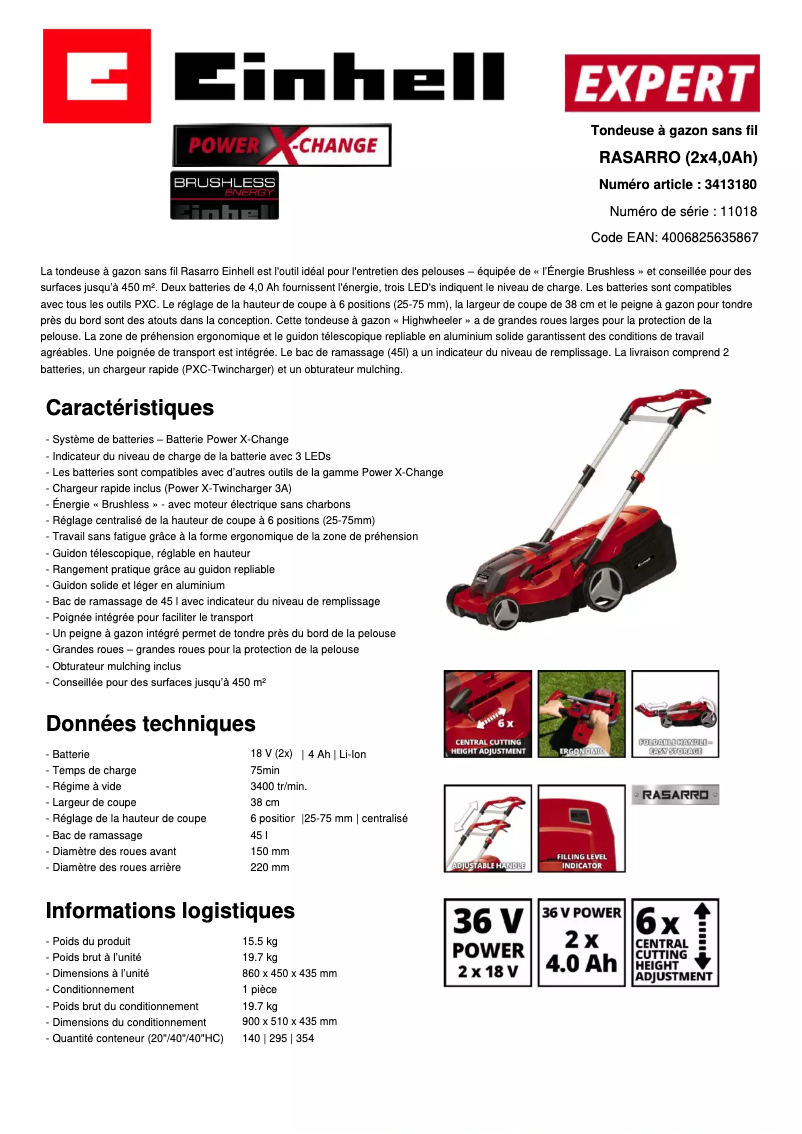 Image de la première page du manuel de l'appareil Rasarro 36/38