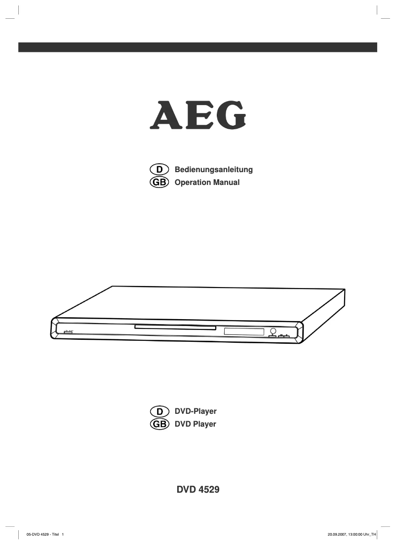 Page n°1 - Manuel utilisateur AEG DVD 4529